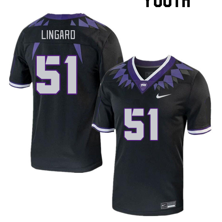 Youth #51 Luke Lingard TCU Horned Frogs 2023 College Footbal Jerseys Stitched-Black